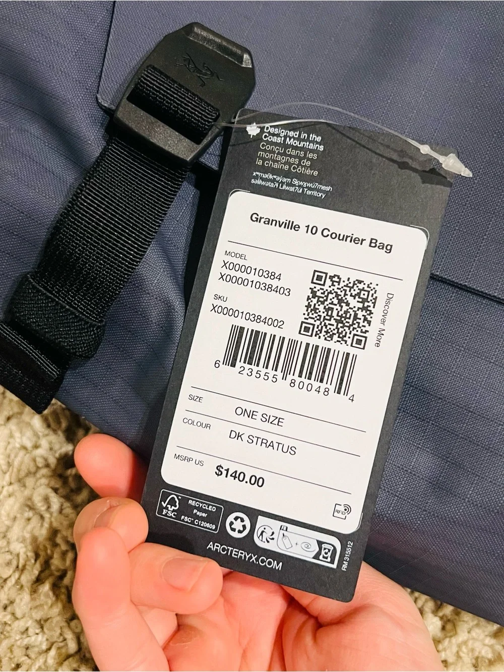 Arc’teryx Granville 10 Courier Bag Dark Stratus Water Resistant Shoulder Bag NEW - Picture 3 of 7